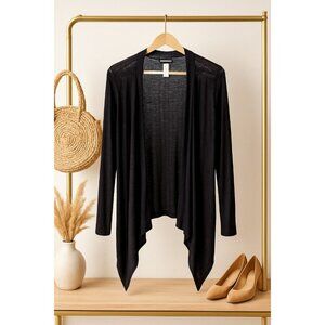 WHBM Black Draped Cardigan – Lightweight & Chic, Size M